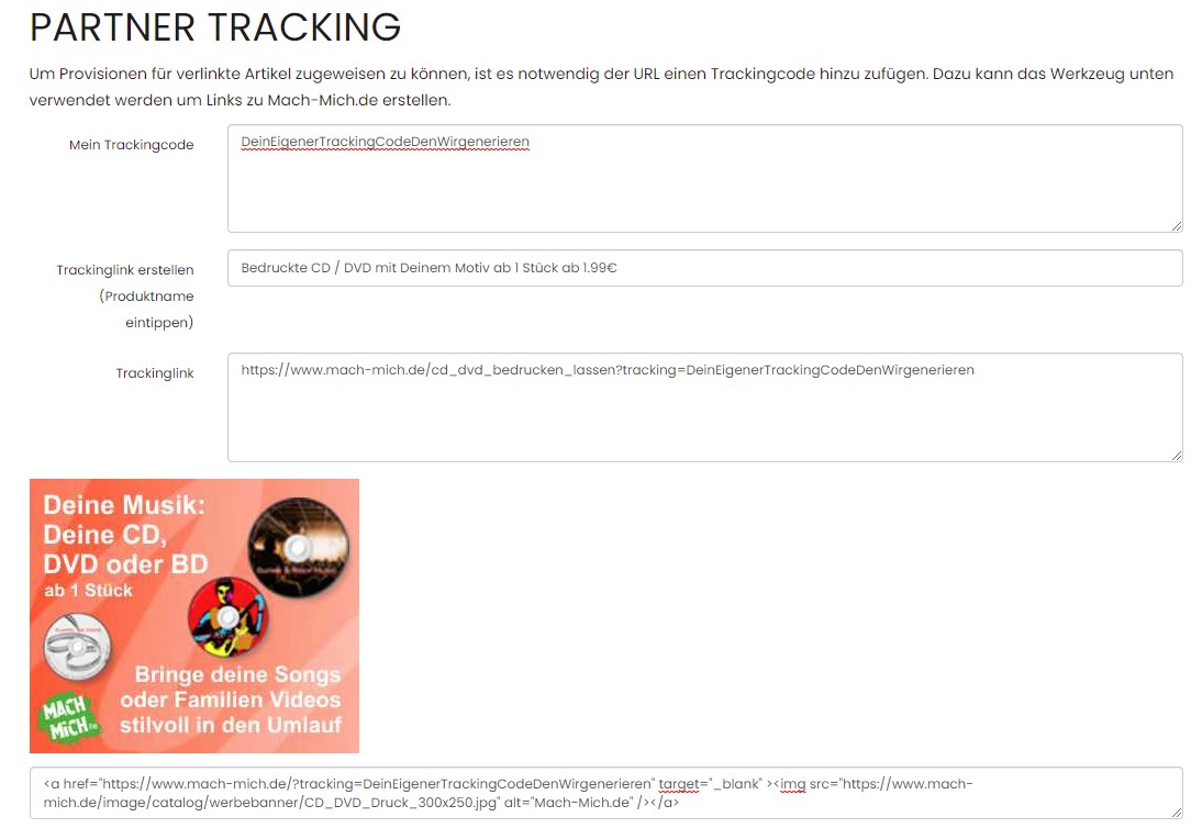 Mach-Mich Partnerbereich Screenshot